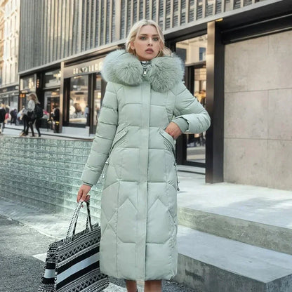 Levoire | Manteau d'hiver long avec fausse fourrure Vert