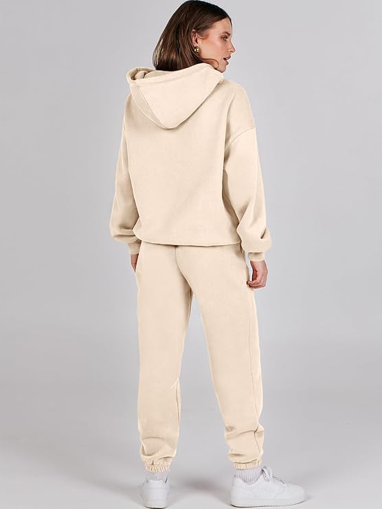 Levoire | Sweat À Capuche À Manches Longues, Pantalon Avec Poches Ensemble De Survêtement Deux Pièces Khaki