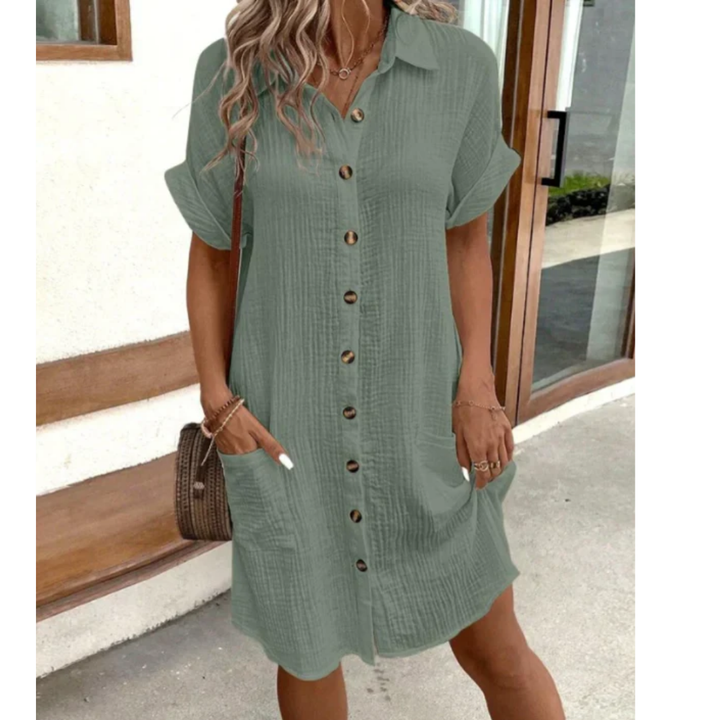 Levoire | Robe Mini Avec Bouton En Bas Pour Femmes Vert olive