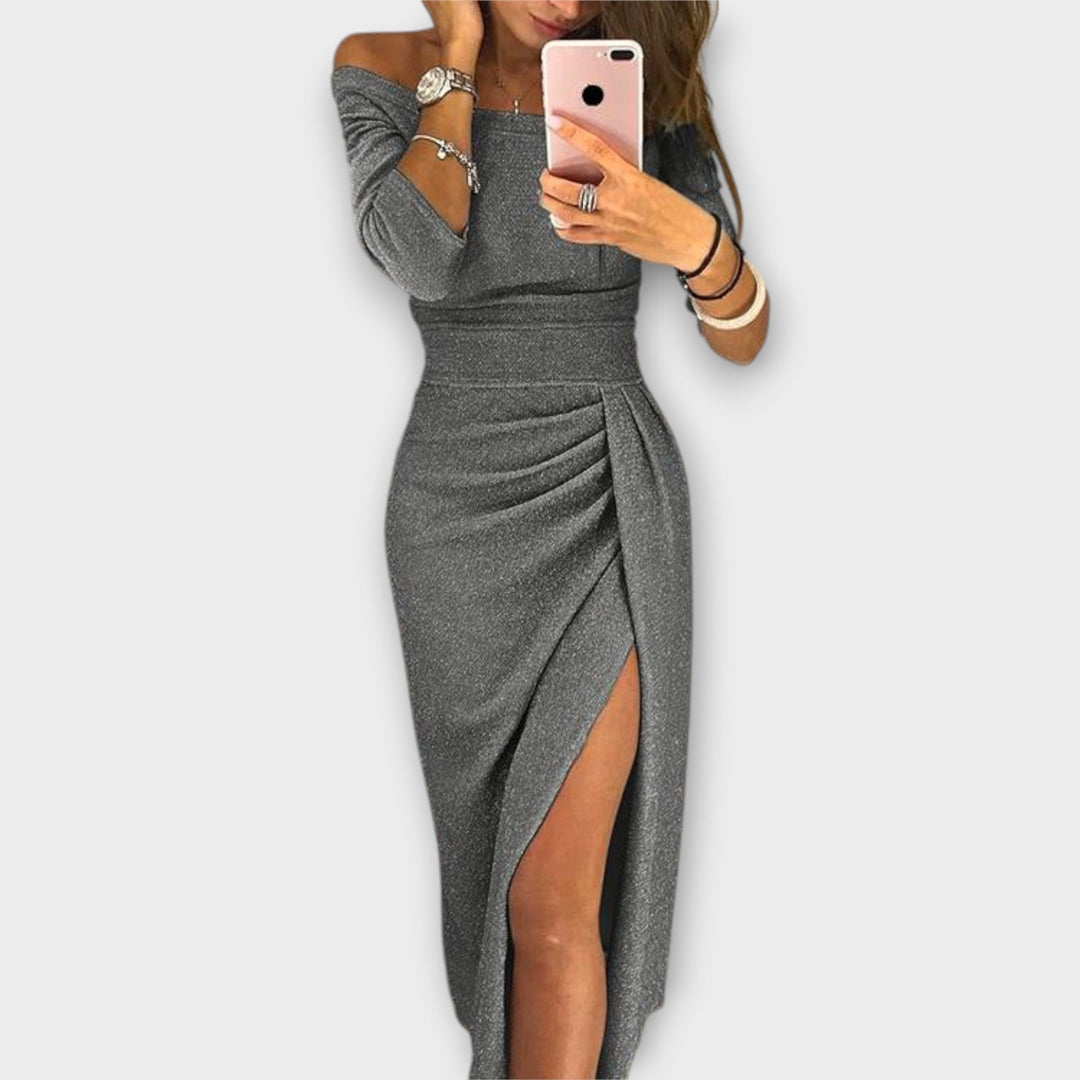 Levoire | Robe Élégante À Épaules Dénudées Gris