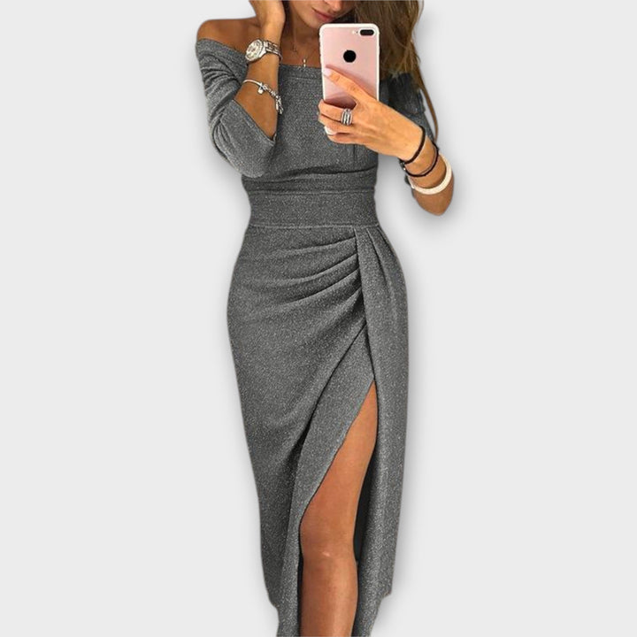 Levoire | Robe Élégante À Épaules Dénudées Gris