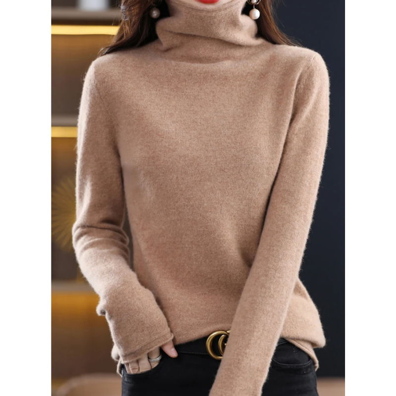 Levoire | Pull à col montant pour femmes Pull confortable, doux et élégant Braun