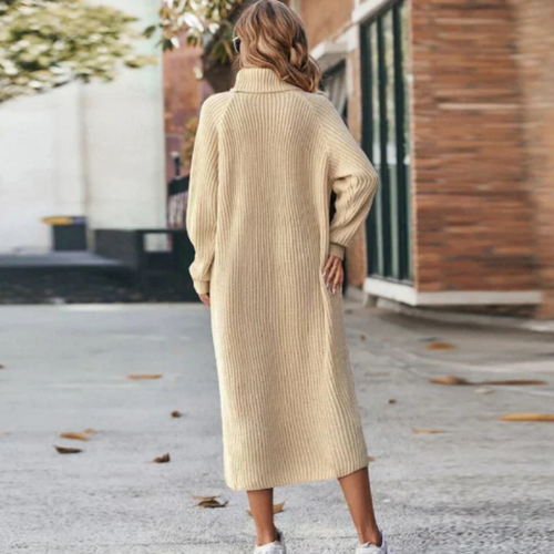 Levoire | Robe midi en tricot avec col roulé pour femmes