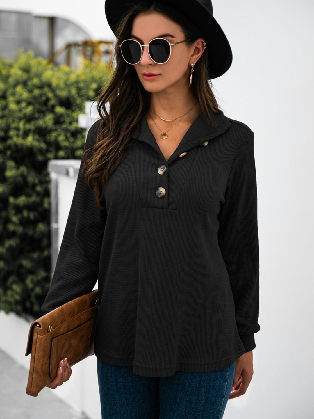 Levoire | Demi-bouton T-shirt à manches longues