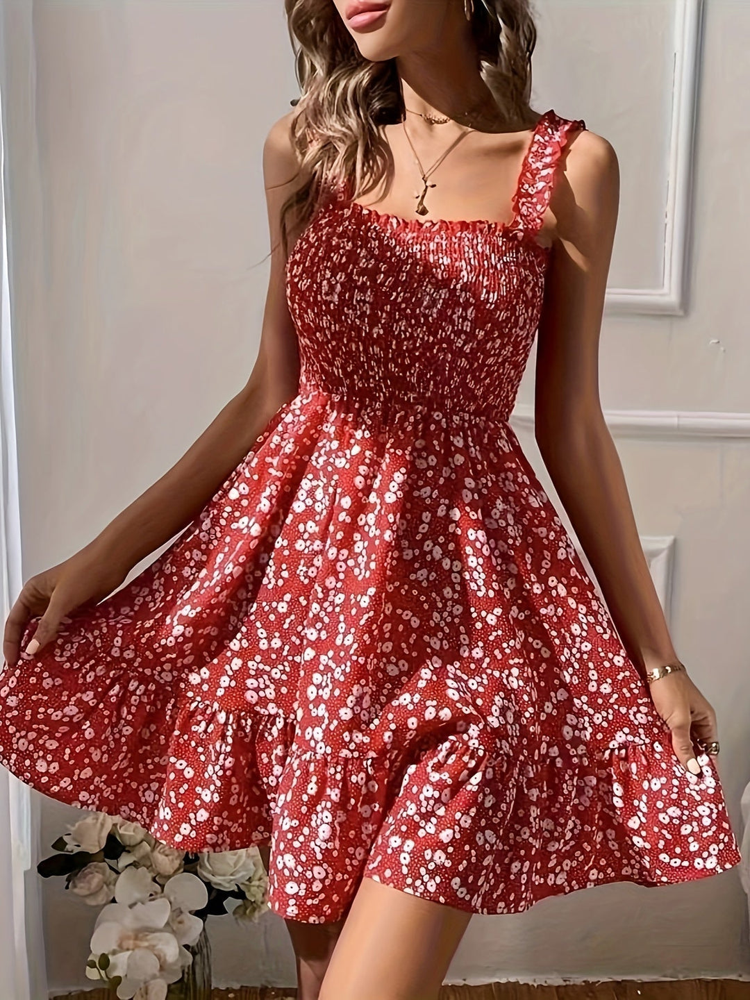 Levoire | Rode zomerse bloemenjurk Rouge