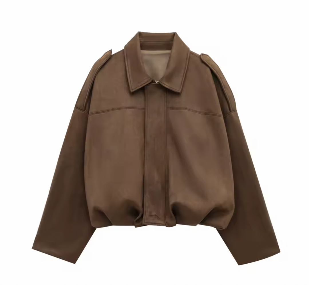 Levoire | Grande Taille Veste Bomber En Daim Braun