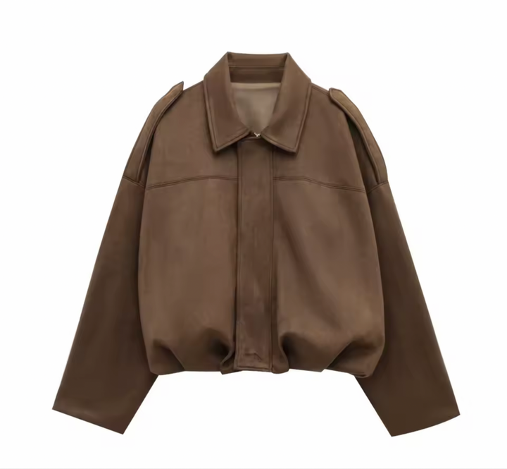Levoire | Grande Taille Veste Bomber En Daim Braun