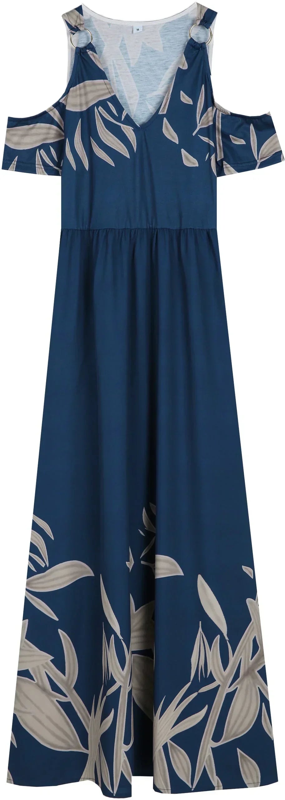 Levoire | robe d'été bleu cobalt plissée à col en V et épaules froides