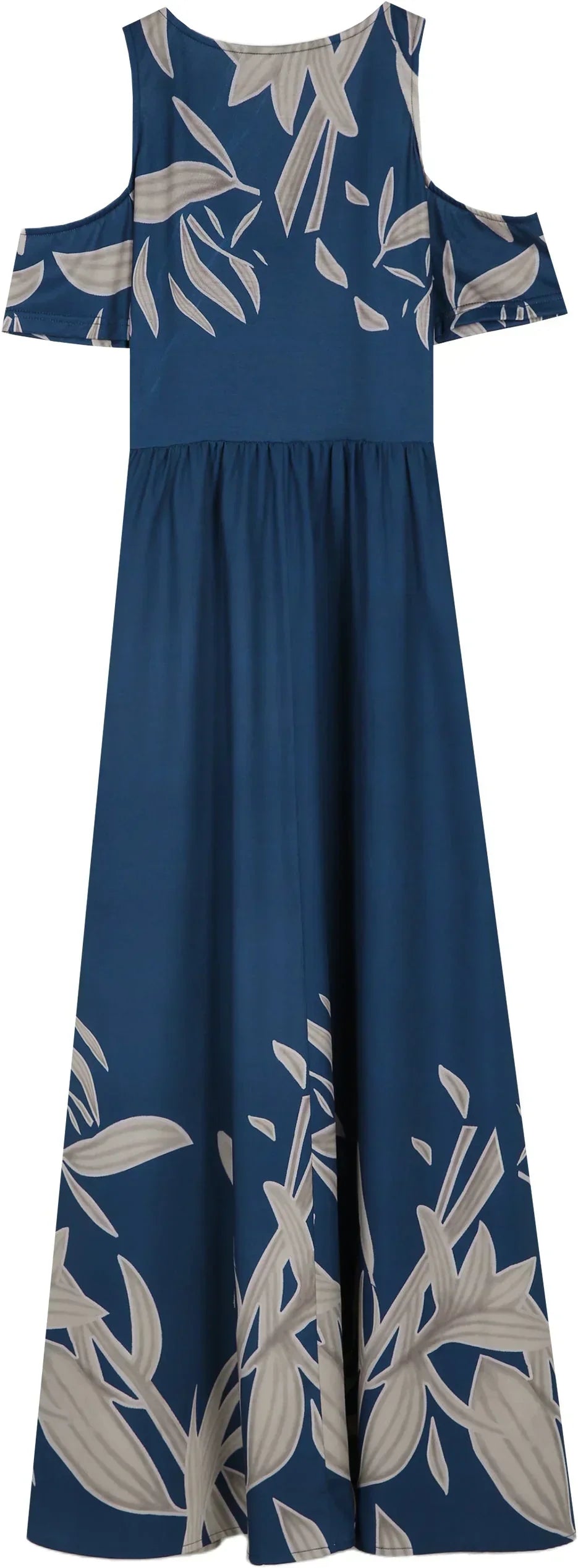 Levoire | robe d'été bleu cobalt plissée à col en V et épaules froides