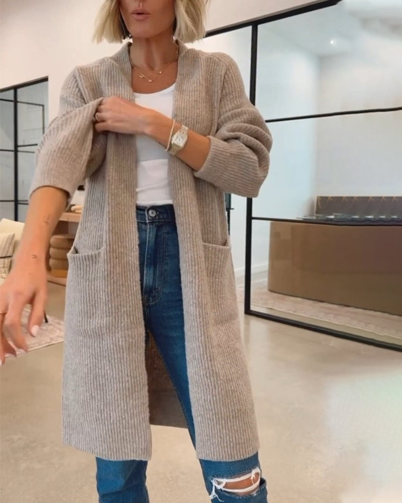 Levoire | Pull En Maille Chaud Tricoté Avec Poches Pour Femmes – Coupe Longue