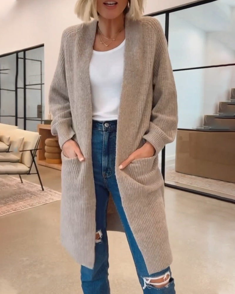 Levoire | Pull En Maille Chaud Tricoté Avec Poches Pour Femmes – Coupe Longue