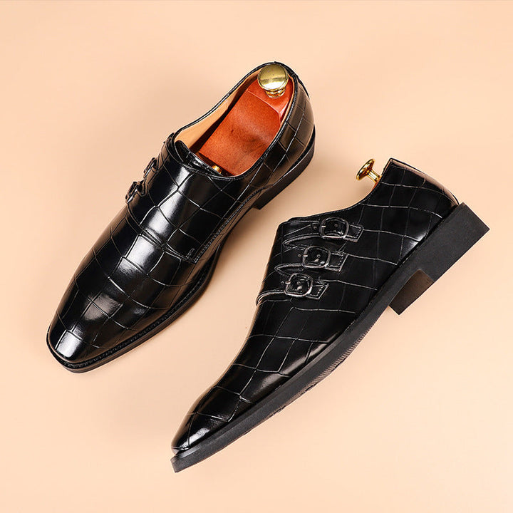 Levoire | Crocodile Élégants Chaussures À Trois Boucles noir