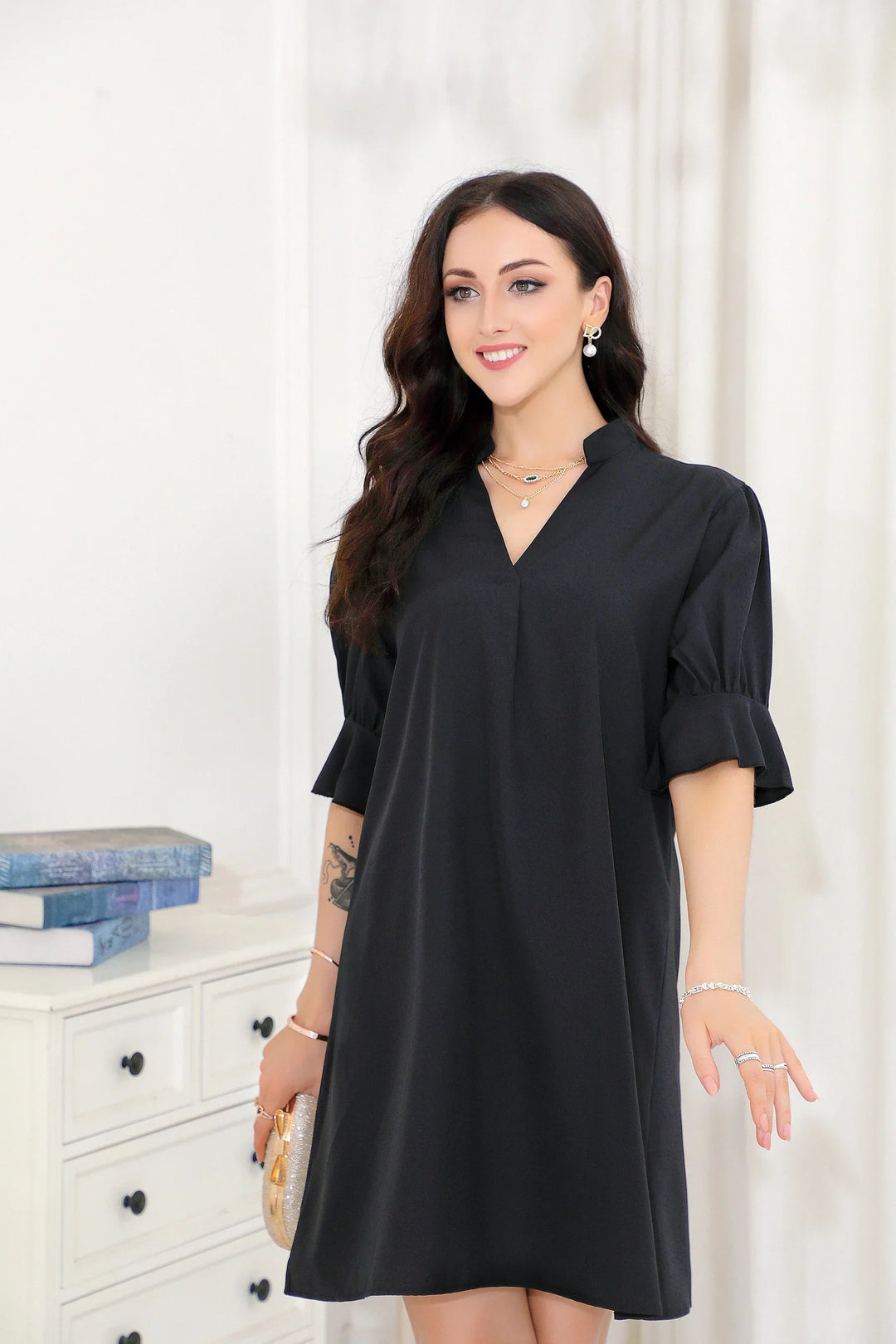 Levoire | Robe Midi Élégante Avec Décolleté En V 2XL