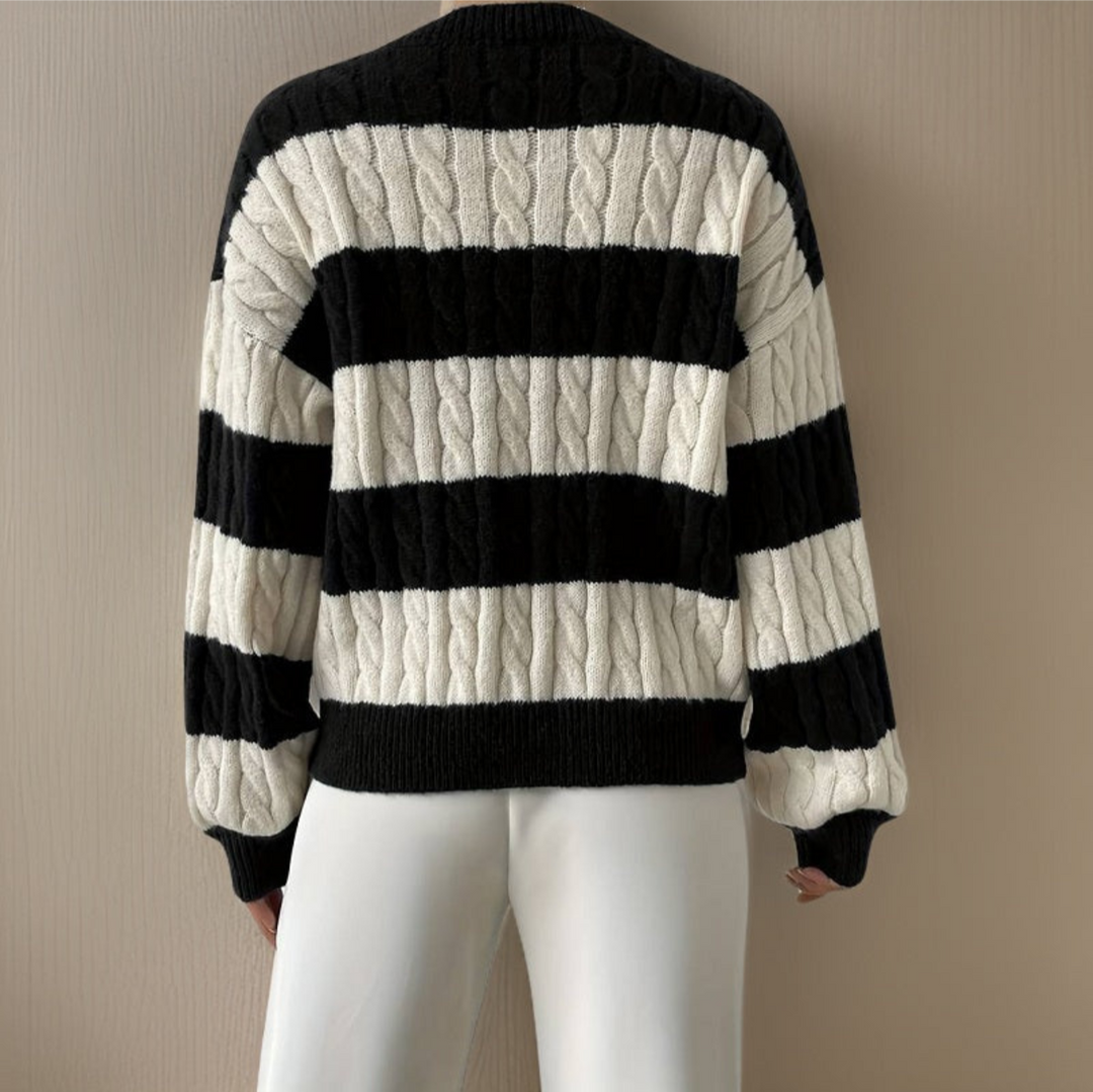 Levoire | Pull Manche Longue Femmes Noir Blanc