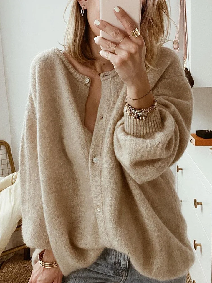 Levoire | Cardigan Uni Avec Col Pour Vêtements D'Extérieur
