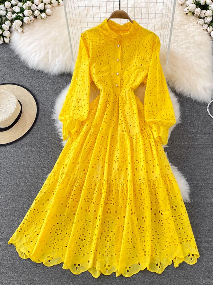 Levoire | Robe À Manches Longues Ösen Une taille Jaune
