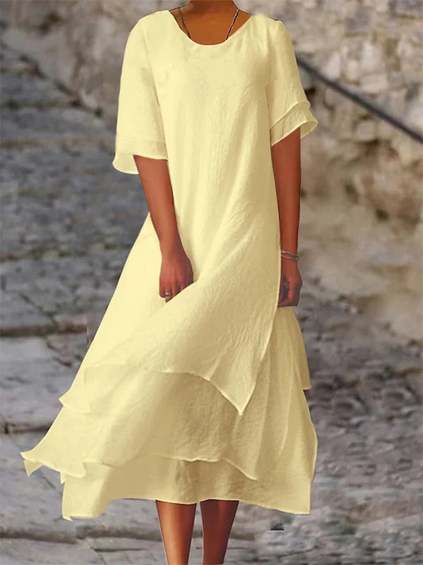 Levoire | Robe superposée élégante et chic Jaune