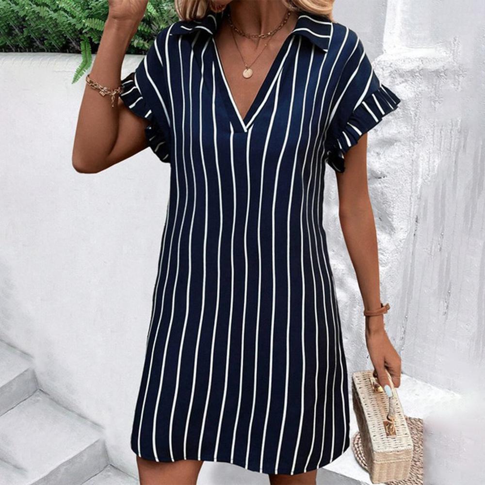 Levoire | Robe rayée à manches courtes Bleu marine
