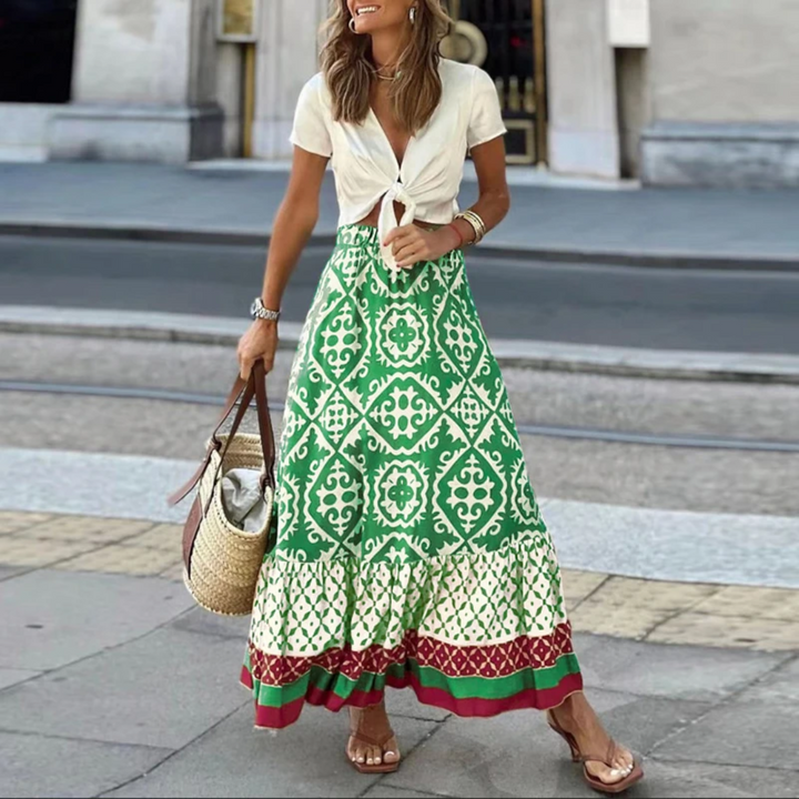 Levoire | Pantalon taille haute géométrique tendance pour un port décontracté Vert clair