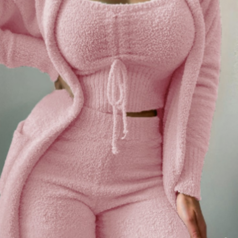 Levoire | Ensemble Fleece Confortable Avec Cardigan Et Shorts Rosa