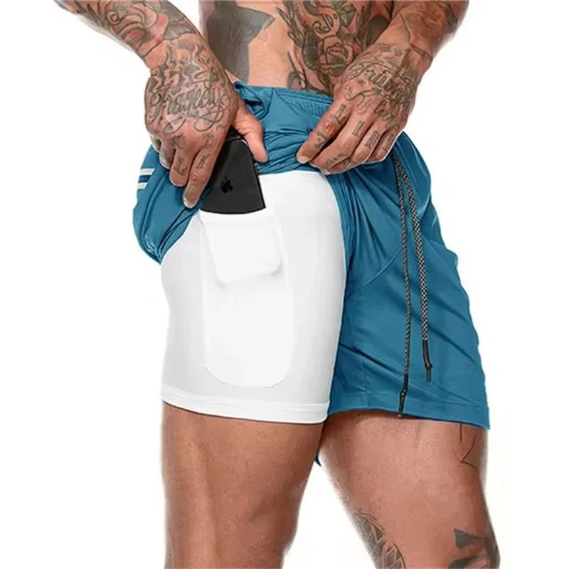 Levoire | 2 en 1 Shorts de sport pour hommes Bleu ciel