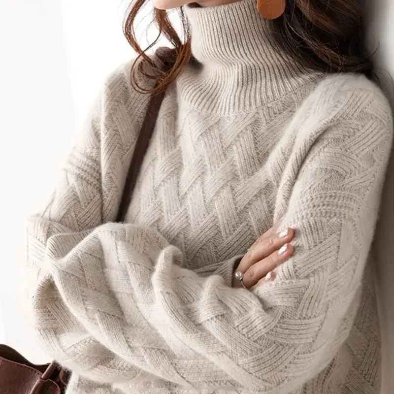 Levoire | Pull femme Conception tricotée en cape Pull chaud et élégant pour femmes Beige