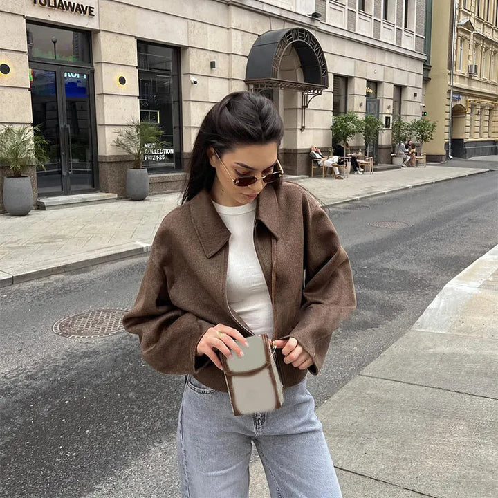 Levoire | Long Winter Jacket With Long Sleeves And Zipper Closure