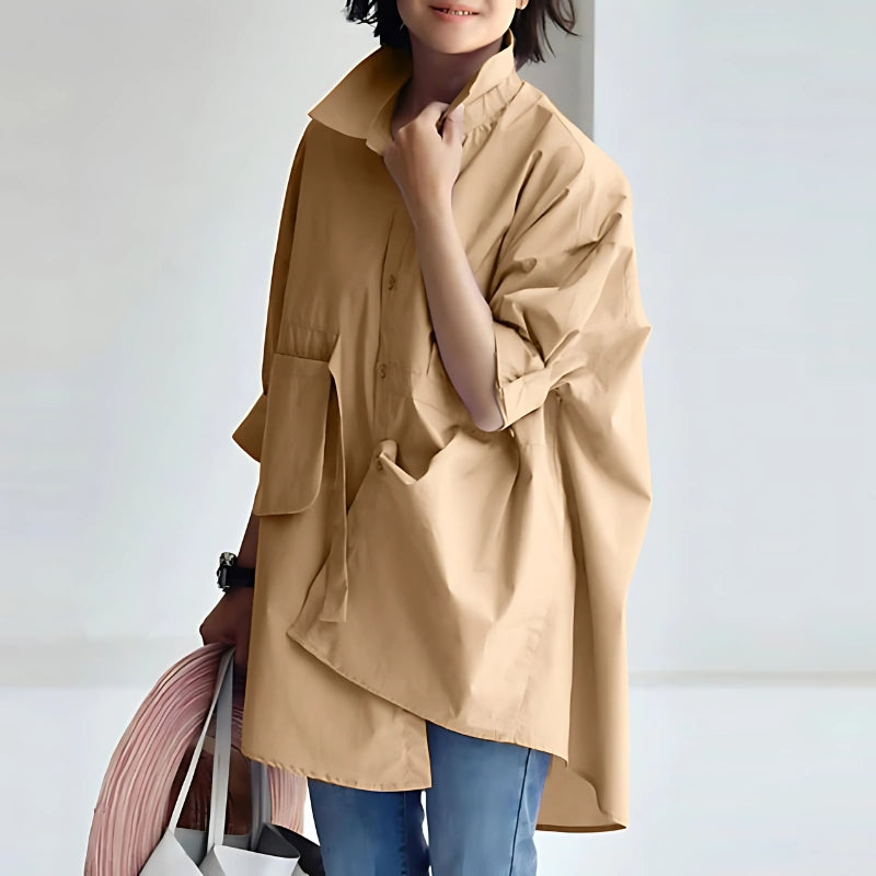 Levoire | Grande Taille Blouse Pour Femme Avec Col À Revers Et Manches Longues
