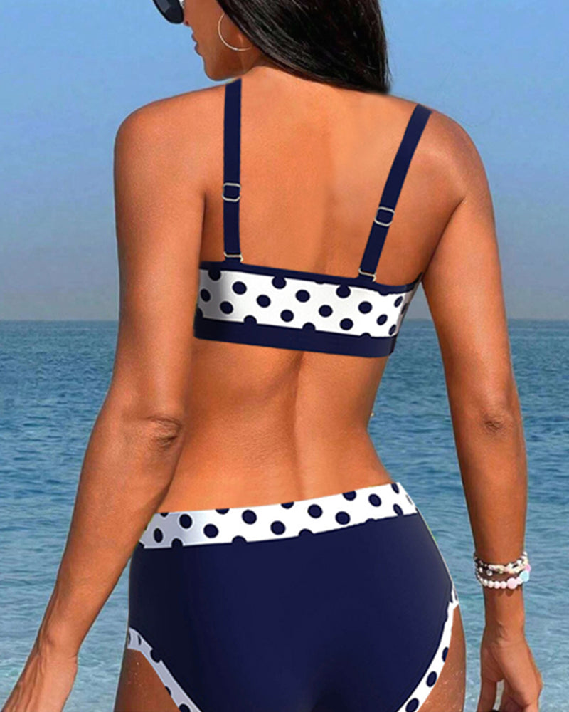 Levoire | Bikini Avec Patchwork Et Motif À Pois Taille Haute