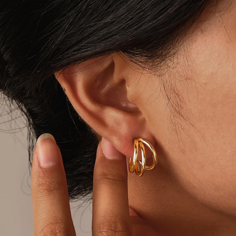 Levoire | Boucles D'Oreilles Géométriques À Double Couche