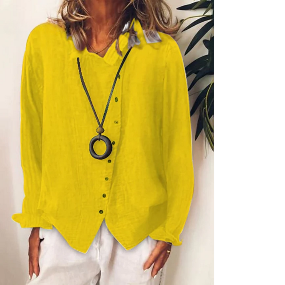 Levoire | Chemise Longue Décontractée En Lin De Coton Jaune