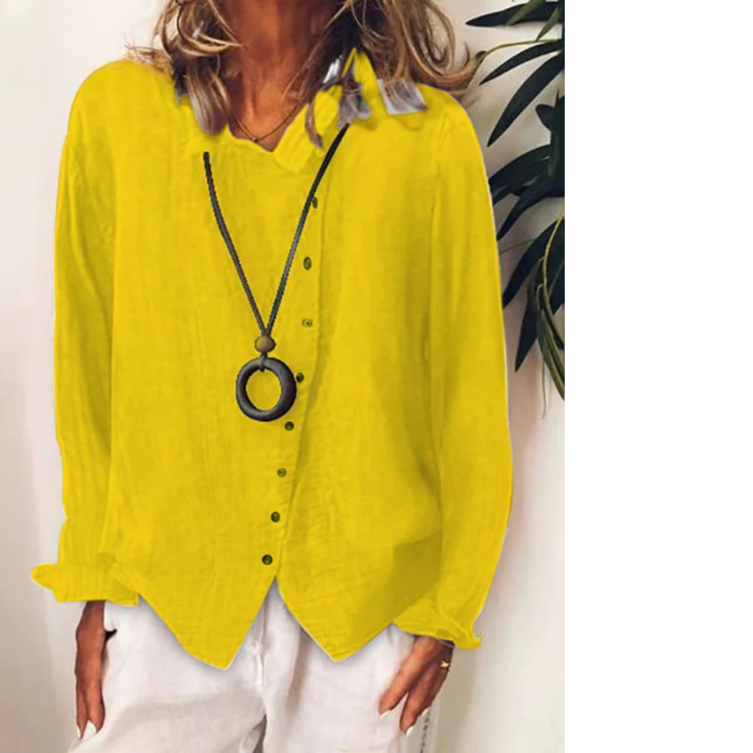 Levoire | Chemise Longue Décontractée En Lin De Coton Jaune