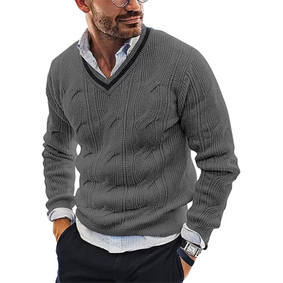 Levoire | Pull à col en V chaud pour hommes Gris