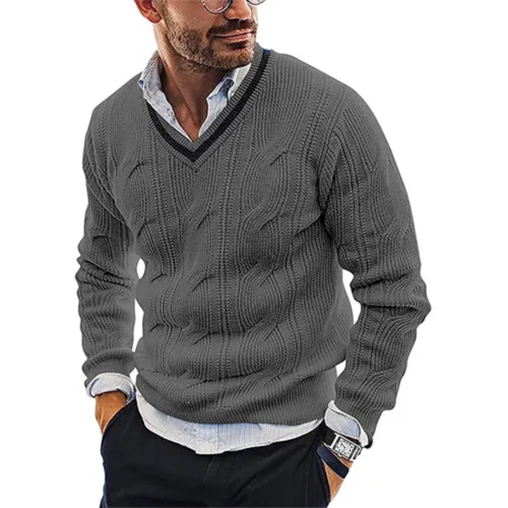 Levoire | Pull à col en V chaud pour hommes Gris