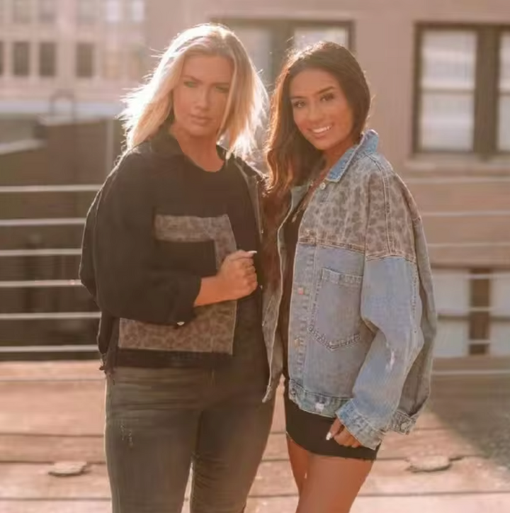 Levoire | Veste En Jeans Avec Patch Léopard Noir