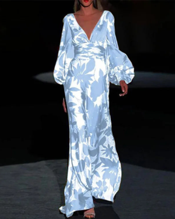 Levoire | Robe pour femmes élégante et confortable robe d'été à décolleté en V pour femmes Bleu