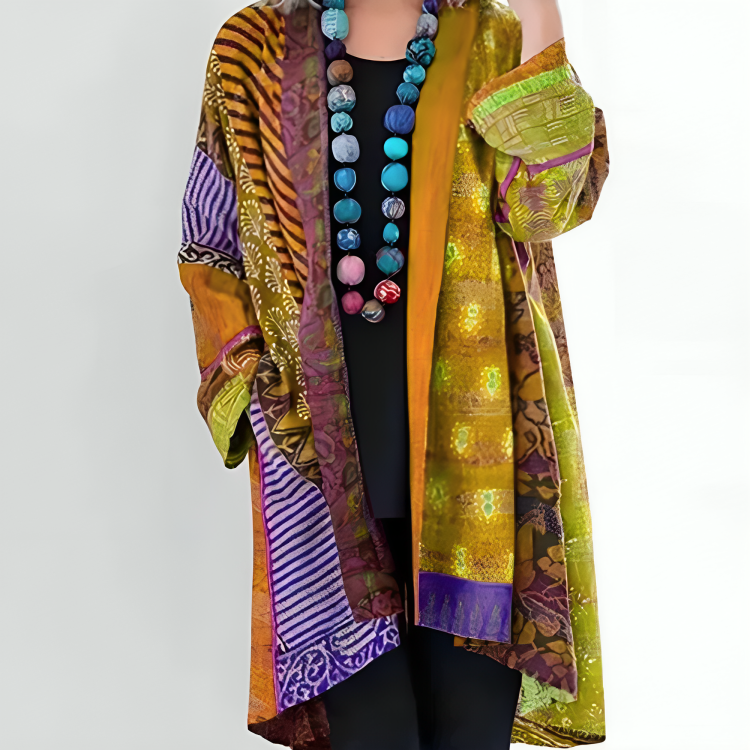 Levoire | Pull Cardigan Ethnique Pour Femmes Jaune