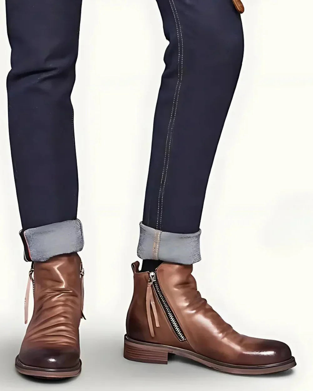 Levoire | Bottes En Cuir Avec Fermeture Éclair Sur Le Côté Marron