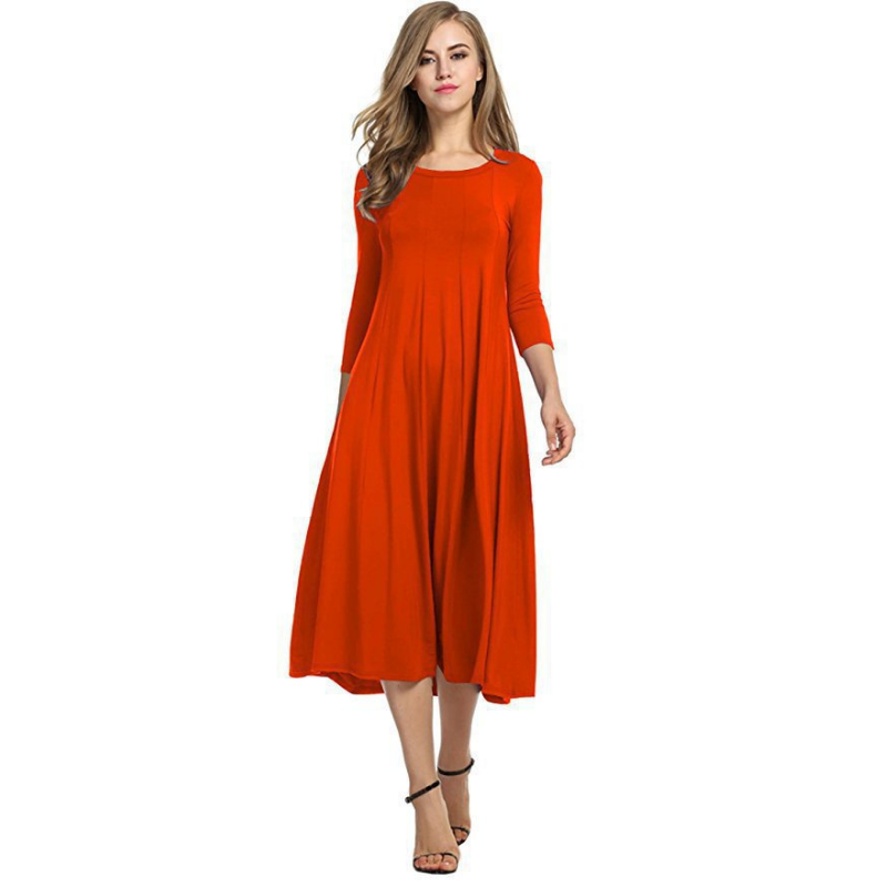 Levoire | Lssig Chic Styl Robe Trois Quarts Orange