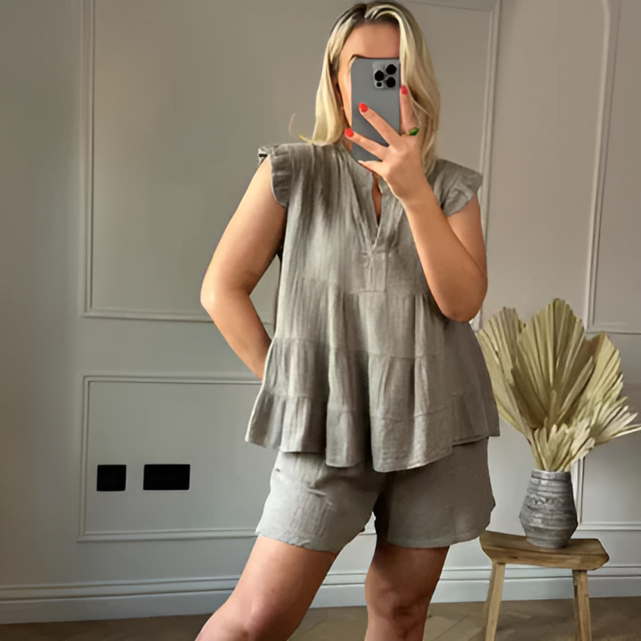 Levoire | Short Froncé Et Haut Satz Gris