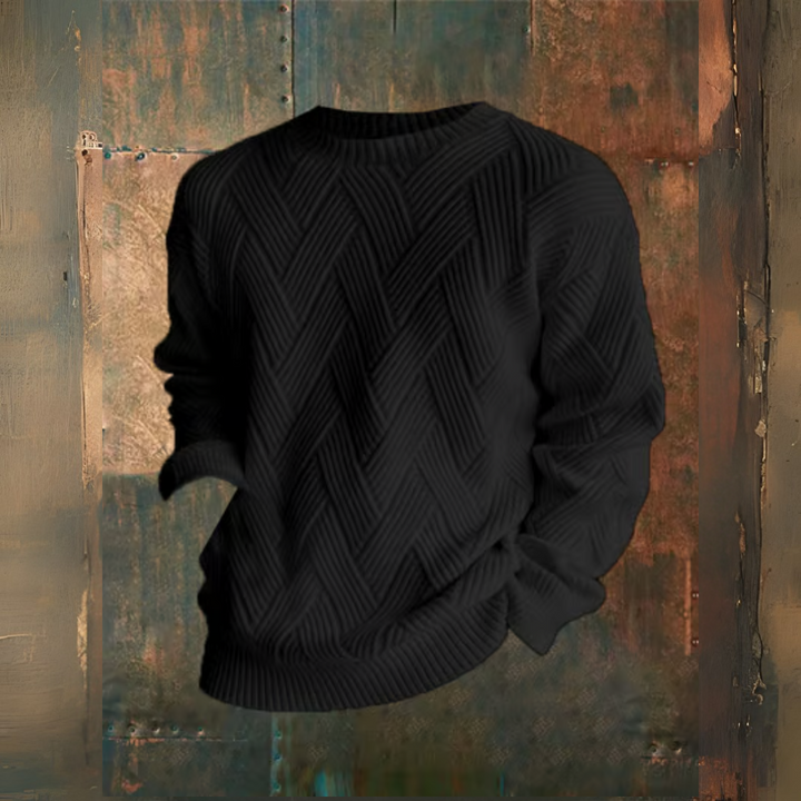 Levoire | Motif À Carreaux Col Rond Décontracté Sweatshirt Noir
