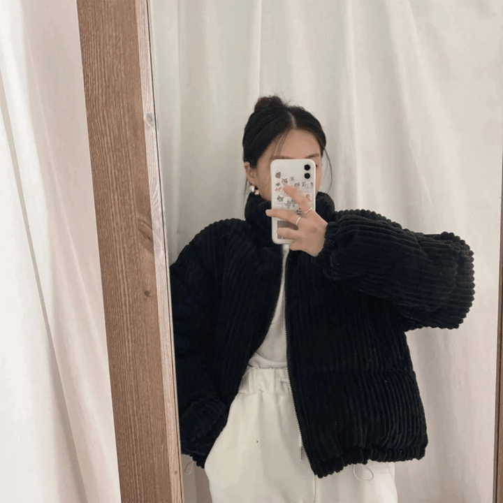 Levoire | Veste Matelassée À Motif En Rib Noir