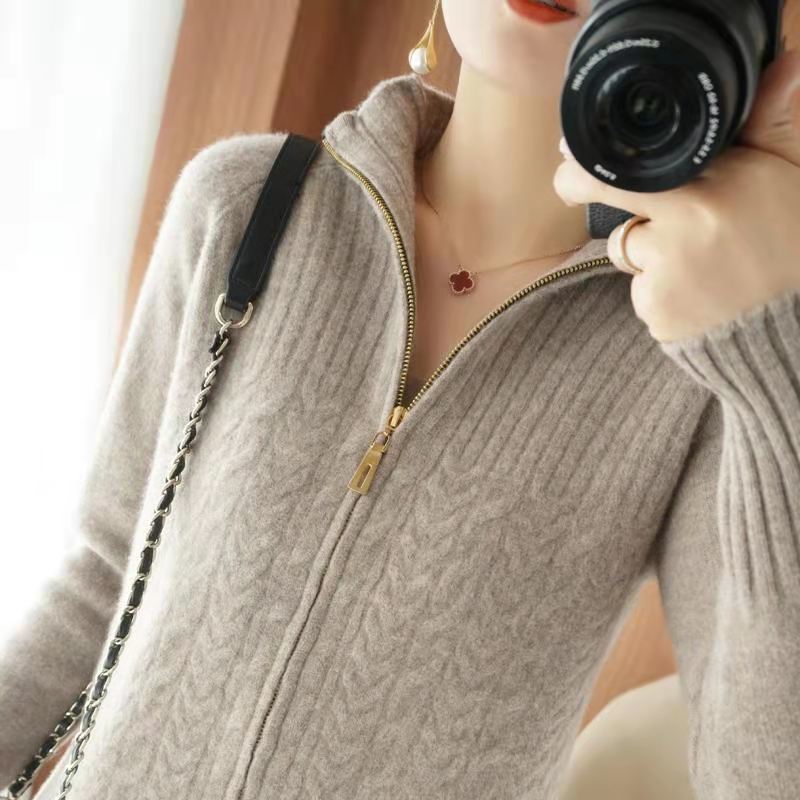 Levoire | Pull Tricoté Pour Femmes - Fermeture à glissière Gris