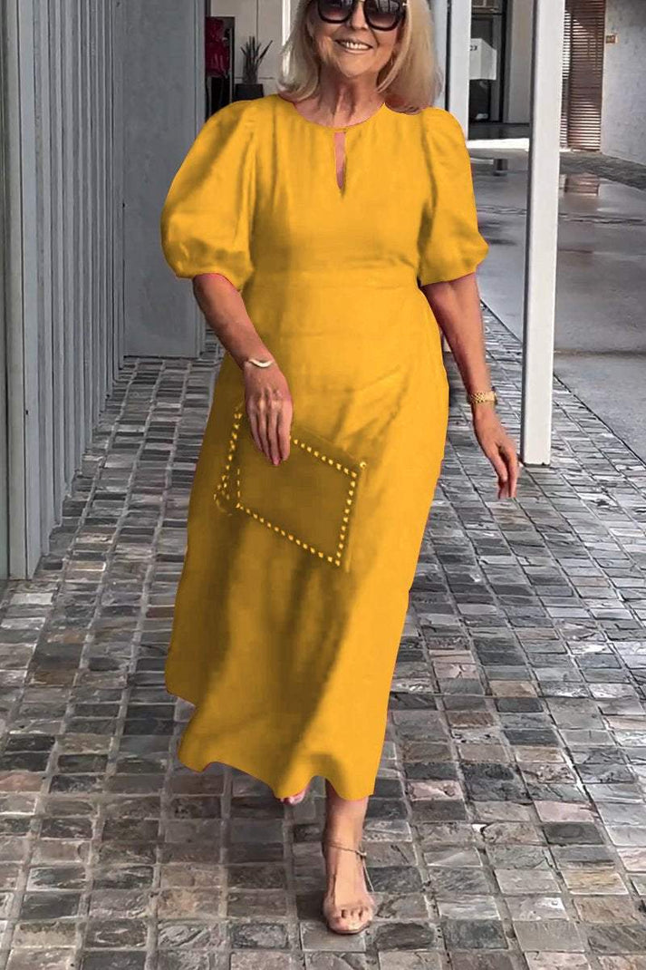 Levoire | Robe unie en coton et lin Jaune