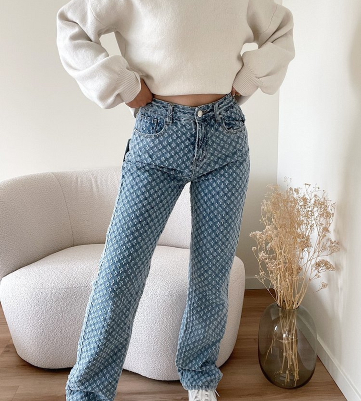 Levoire | Rento Taille Haute Pantalon Droit Avec Motif Diamant