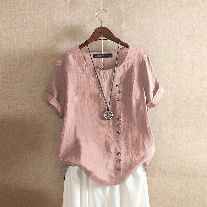 Levoire | Chemise En Lin À Manches Courtes Et Boutonnage Rosa