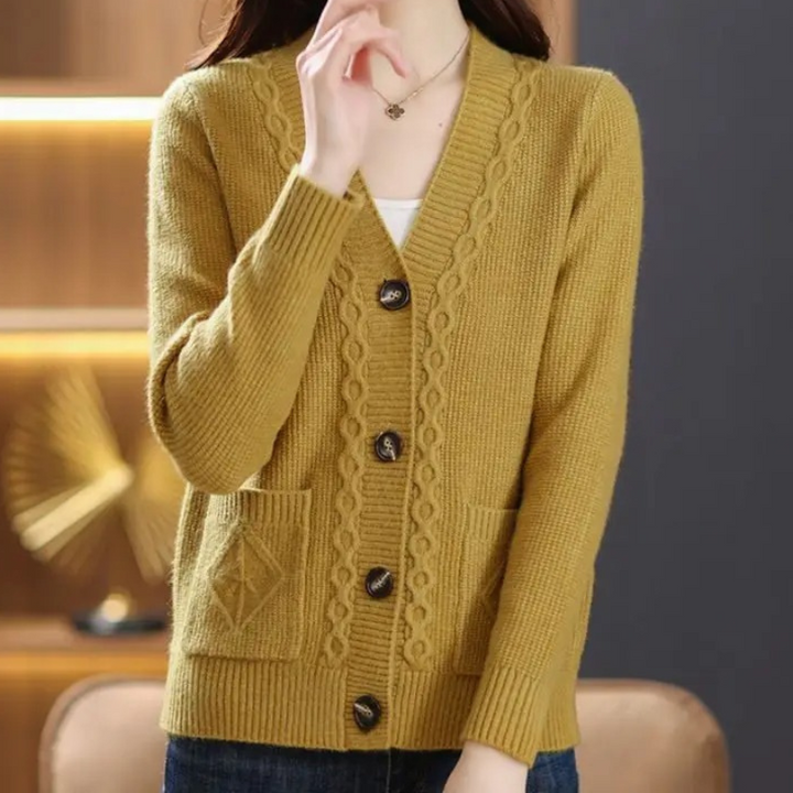 Levoire | Gilet pour femmes Gilet doux avec boutons et poches Jaune