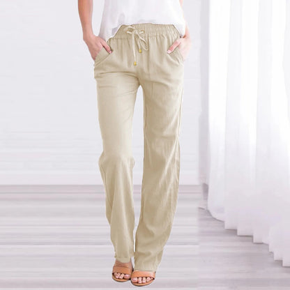 Levoire | Lette Pants With Elastic Waistband, Drawstring And Pockets Beige