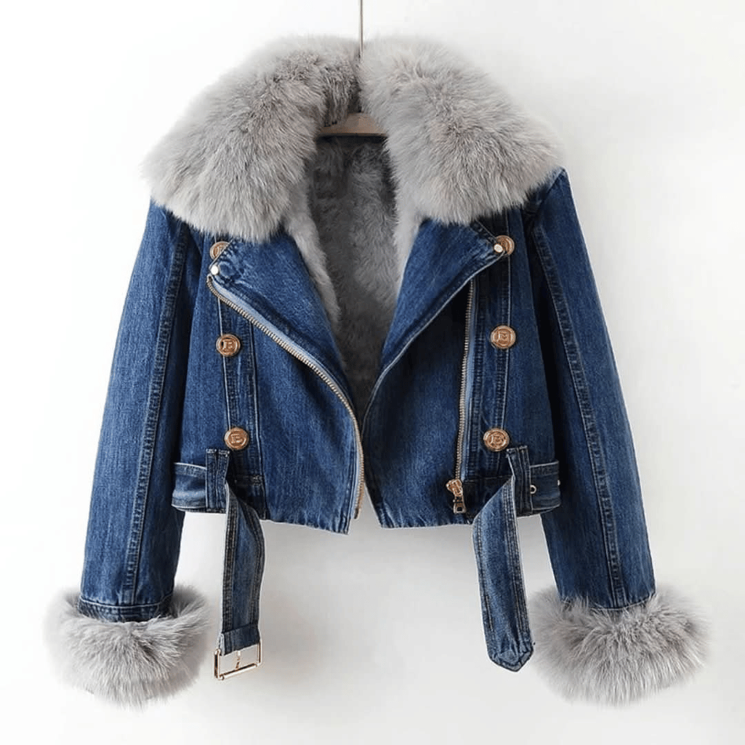 Levoire | Diana Avec Accessoire En Fourrure De Renard Bleu marine