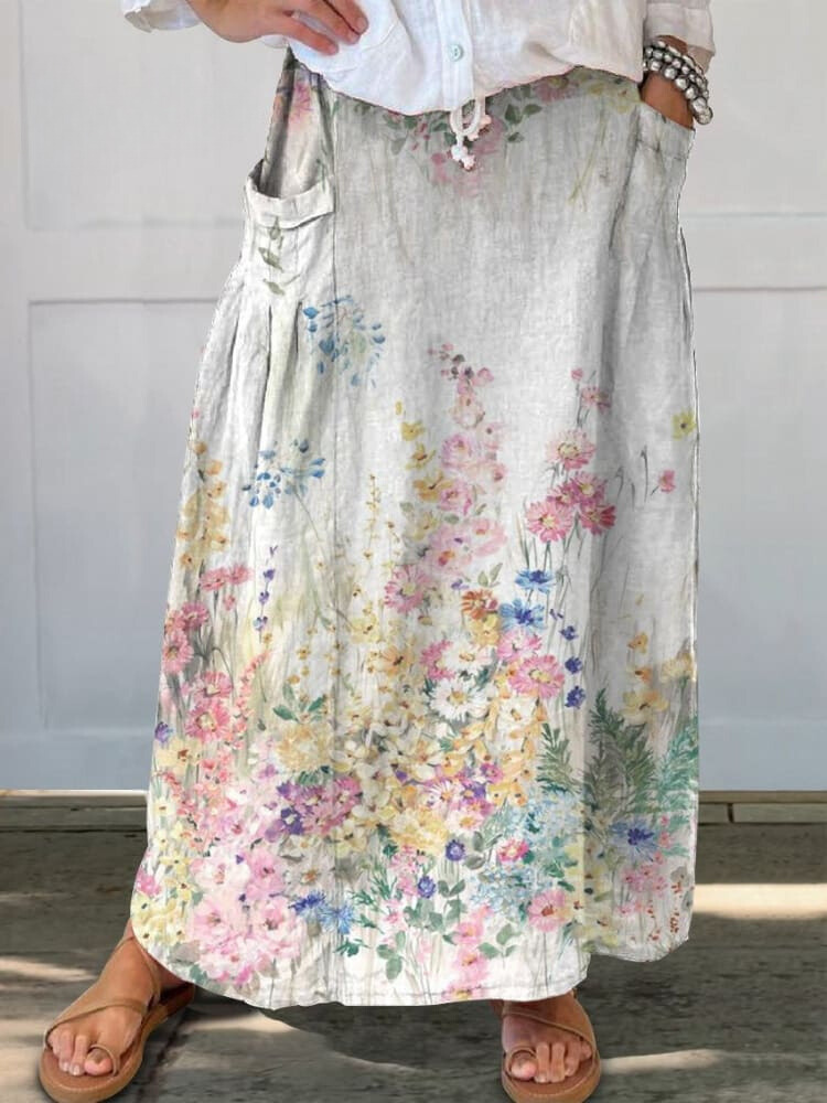 Levoire | Jupe À Motif Floral Avec Poche Blanc